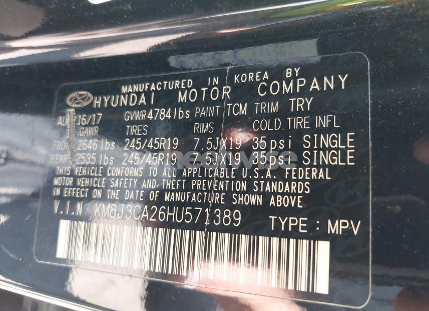 Photo 9 of 2017 Hyundai Tucson VALUE (VIN KM8J3CA26HU571389)