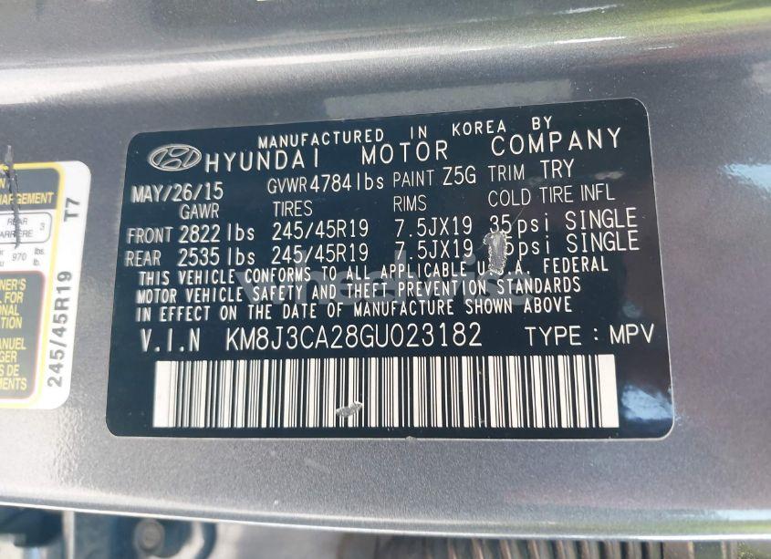 Photo 9 of 2016 Hyundai Tucson SPORT (VIN KM8J3CA28GU023182)