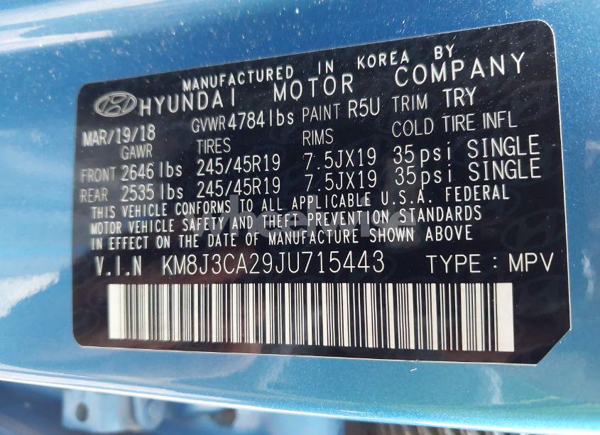 Photo 9 of 2018 Hyundai Tucson VALUE (VIN KM8J3CA29JU715443)