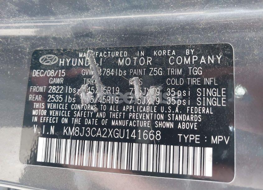 Photo 9 of 2016 Hyundai Tucson SPORT (VIN KM8J3CA2XGU141668)