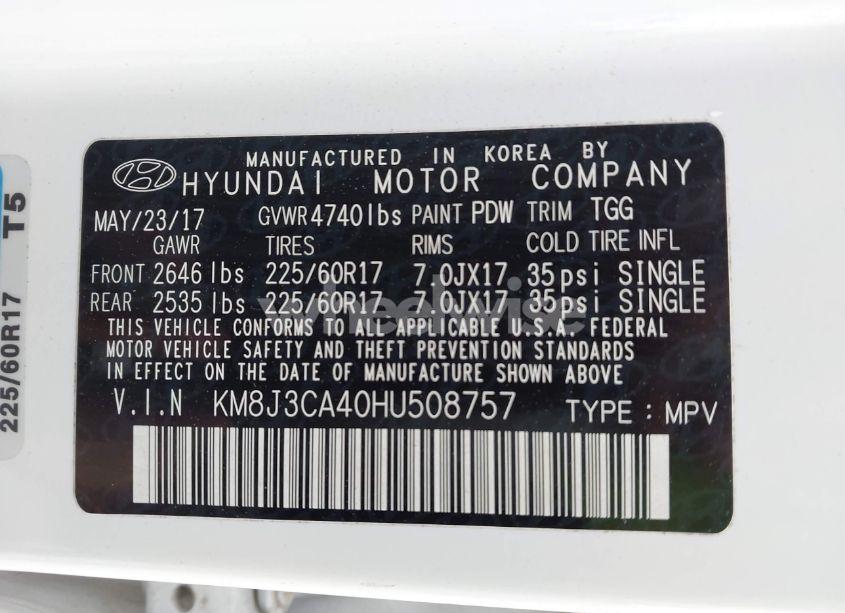 Photo 9 of 2017 Hyundai Tucson SE (VIN KM8J3CA40HU508757)