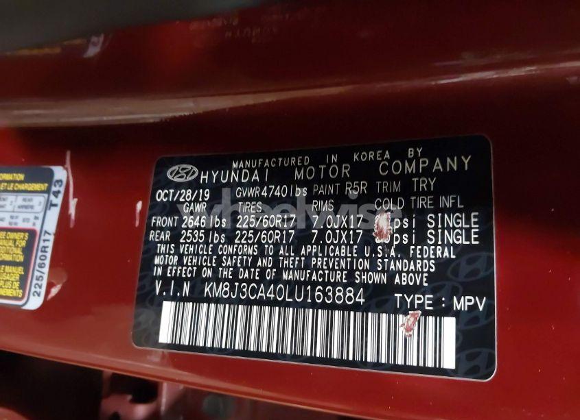 Photo 9 of 2020 Hyundai Tucson VALUE (VIN KM8J3CA40LU163884)