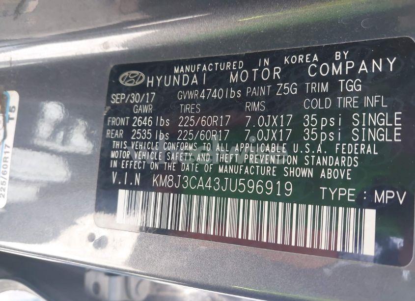 Photo 9 of 2018 Hyundai Tucson SEL (VIN KM8J3CA43JU596919)