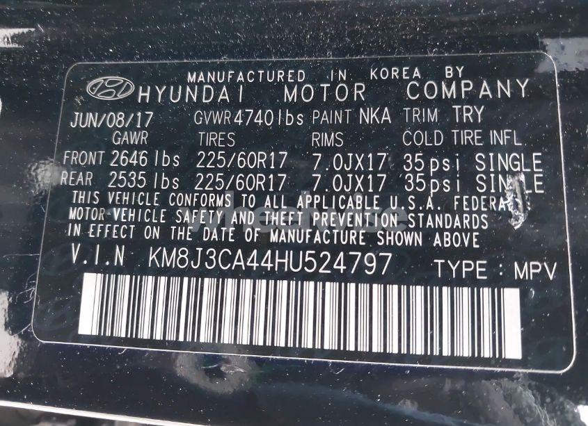 Photo 9 of 2017 Hyundai Tucson SE (VIN KM8J3CA44HU524797)