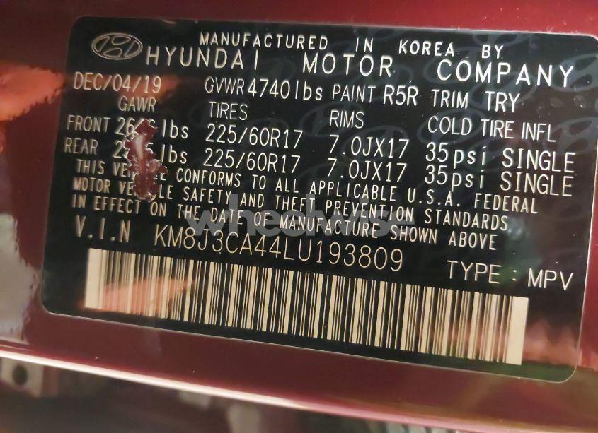 Photo 9 of 2020 Hyundai Tucson VALUE (VIN KM8J3CA44LU193809)