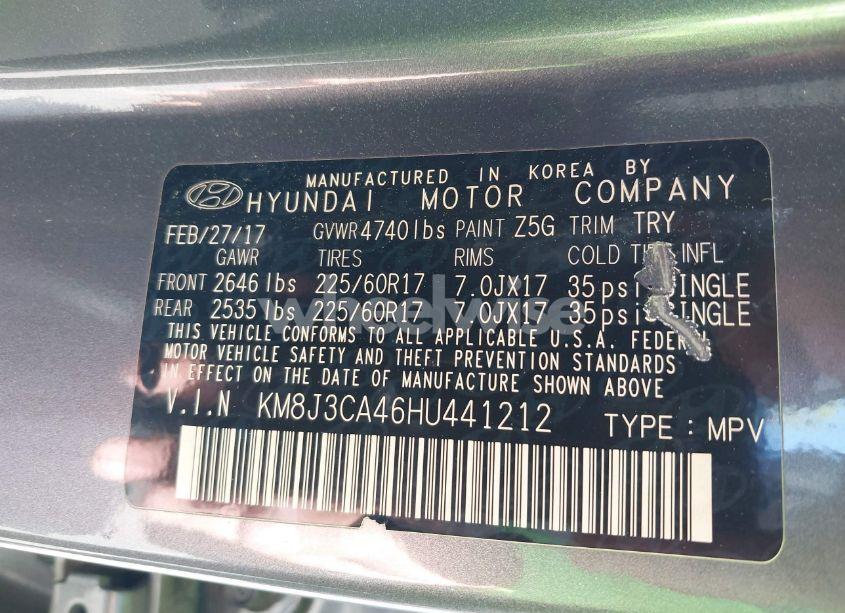 Photo 9 of 2017 Hyundai Tucson SE PLUS (VIN KM8J3CA46HU441212)