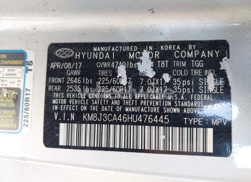 Photo 9 of 2017 Hyundai Tucson SE (VIN KM8J3CA46HU476445)