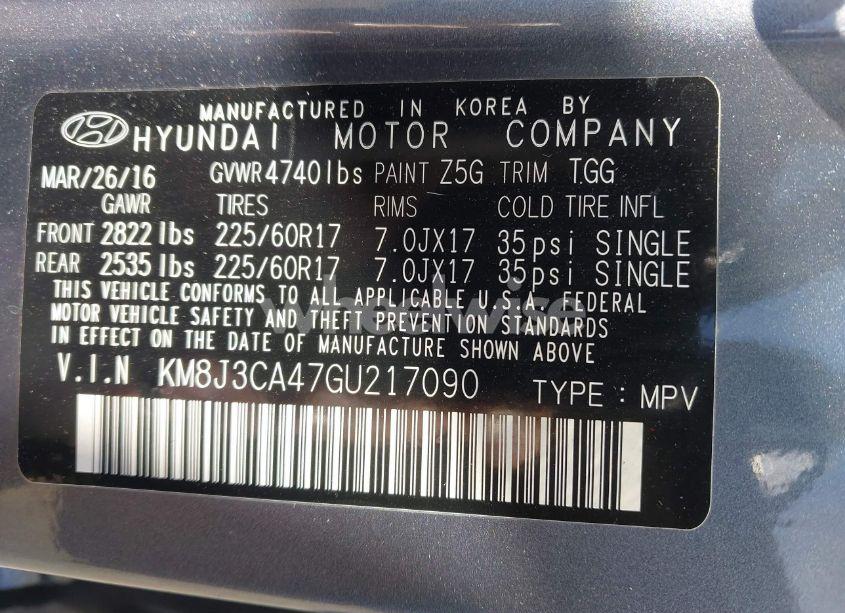 Photo 9 of 2016 Hyundai Tucson SE (VIN KM8J3CA47GU217090)