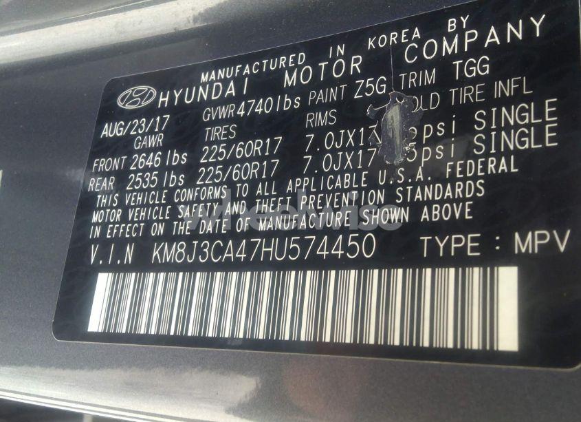 Photo 9 of 2017 Hyundai Tucson SE (VIN KM8J3CA47HU574450)