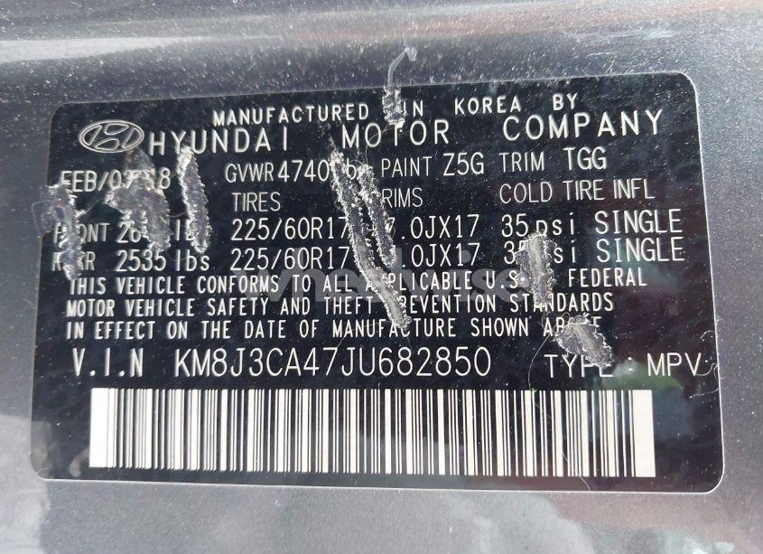Photo 9 of 2018 Hyundai Tucson SEL (VIN KM8J3CA47JU682850)
