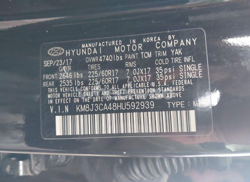 Photo 9 of 2017 Hyundai Tucson SE PLUS (VIN KM8J3CA48HU592939)