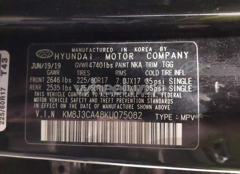 Photo 9 of 2019 Hyundai Tucson VALUE (VIN KM8J3CA48KU075082)