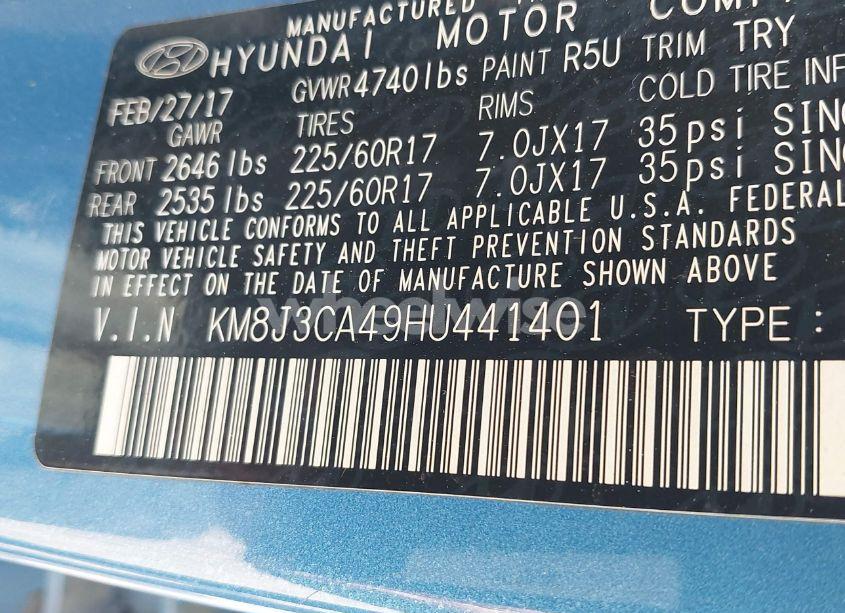 Photo 9 of 2017 Hyundai Tucson SE PLUS (VIN KM8J3CA49HU441401)