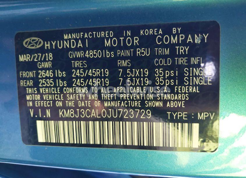 Photo 9 of 2018 Hyundai Tucson SPORT (VIN KM8J3CAL0JU723729)