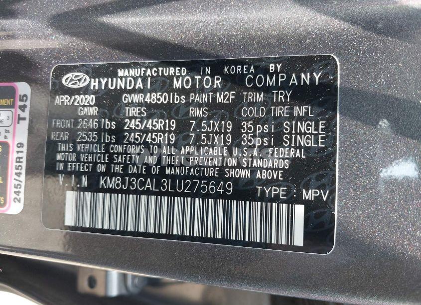 Photo 9 of 2020 Hyundai Tucson SPORT (VIN KM8J3CAL3LU275649)