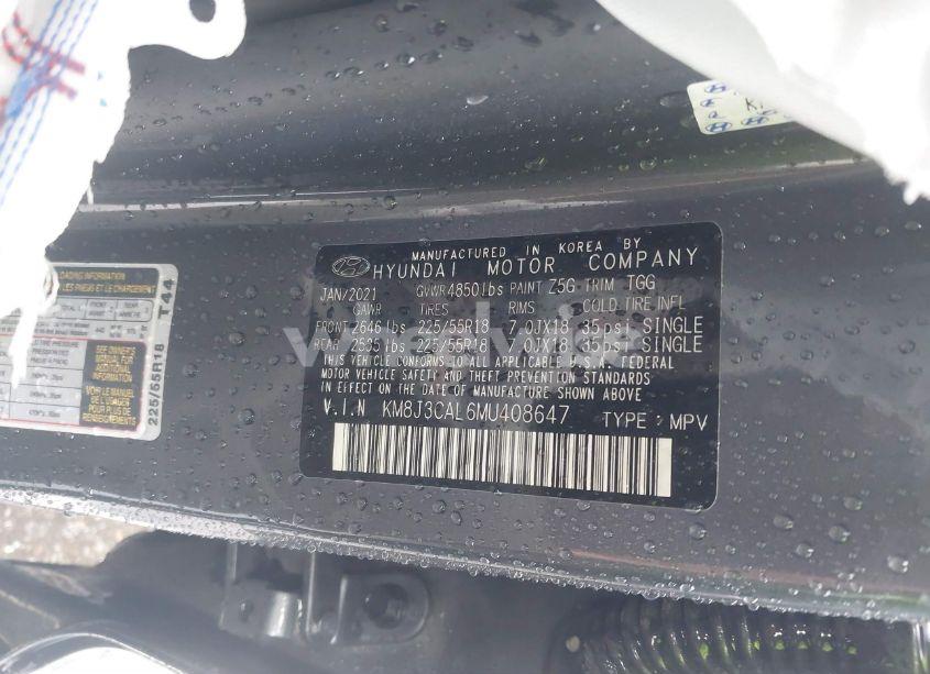 Photo 9 of 2021 Hyundai Tucson SEL (VIN KM8J3CAL6MU408647)