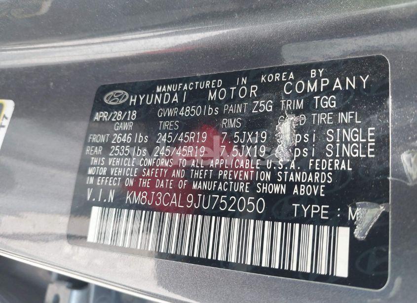 Photo 9 of 2018 Hyundai Tucson SPORT (VIN KM8J3CAL9JU752050)