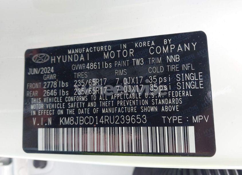 Photo 9 of 2024 Hyundai Tucson HYBRID BLUE (VIN KM8JBCD14RU239653)