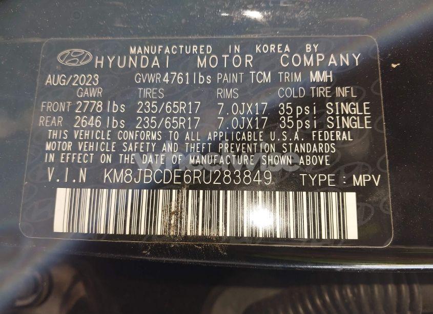 Photo 9 of 2024 Hyundai Tucson SEL (VIN KM8JBCDE6RU283849)