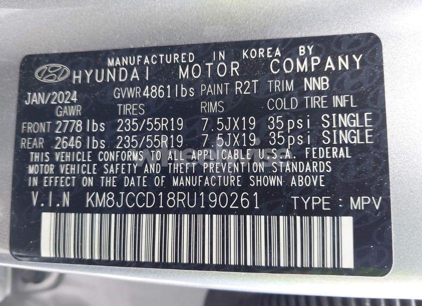 Photo 9 of 2024 Hyundai Tucson HYBRID SEL CONVENIENCE (VIN KM8JCCD18RU190261)