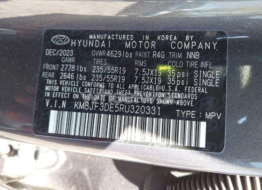Photo 9 of 2024 Hyundai Tucson XRT (VIN KM8JF3DE5RU320331)