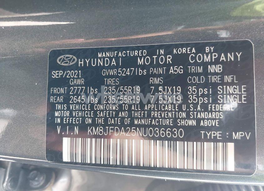 Photo 9 of 2022 Hyundai Tucson PLUG-IN HYBRID LIMITED (VIN KM8JFDA25NU036630)