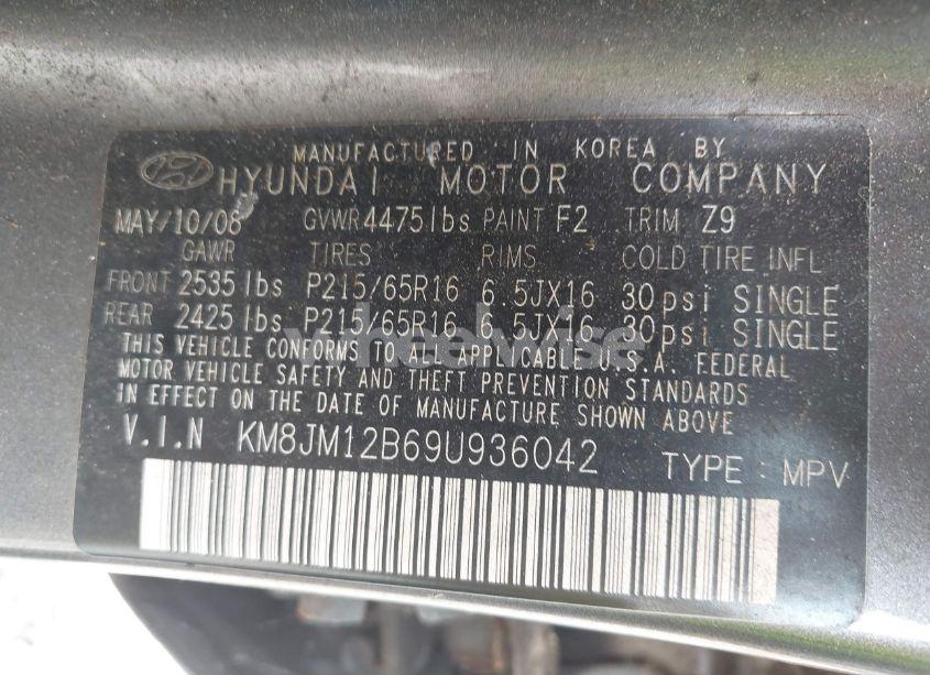 Photo 9 of 2009 Hyundai Tucson GLS (VIN KM8JM12B69U936042)