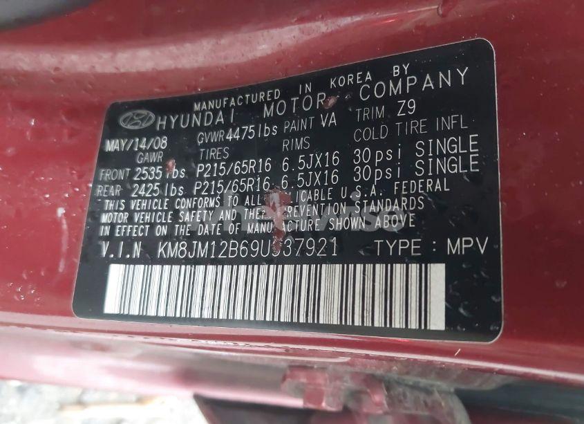 Photo 9 of 2009 Hyundai Tucson GLS (VIN KM8JM12B69U937921)