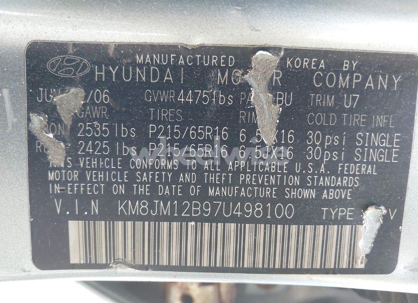 Photo 9 of 2007 Hyundai Tucson GLS (VIN KM8JM12B97U498100)