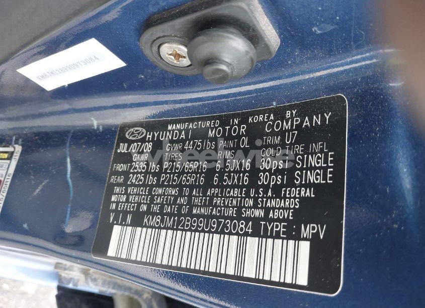 Photo 9 of 2009 Hyundai Tucson GLS (VIN KM8JM12B99U973084)