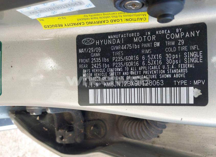 Photo 9 of 2009 Hyundai Tucson LIMITED (VIN KM8JN12BX9U128063)