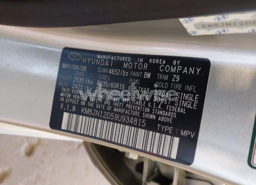 Photo 9 of 2009 Hyundai Tucson LIMITED V6 (VIN KM8JN12D59U934815)