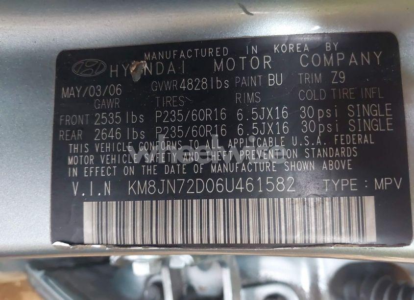 Photo 9 of 2006 Hyundai Tucson GLS/LIMITED (VIN KM8JN72D06U461582)