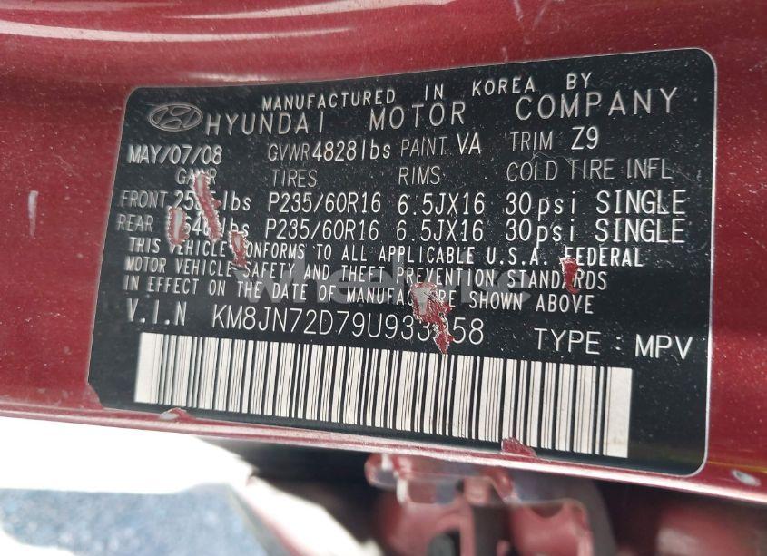 Photo 9 of 2009 Hyundai Tucson SE (VIN KM8JN72D79U933958)