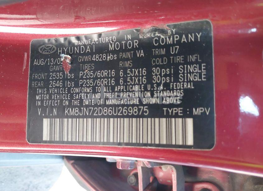 Photo 9 of 2006 Hyundai Tucson GLS/LIMITED (VIN KM8JN72D86U269875)