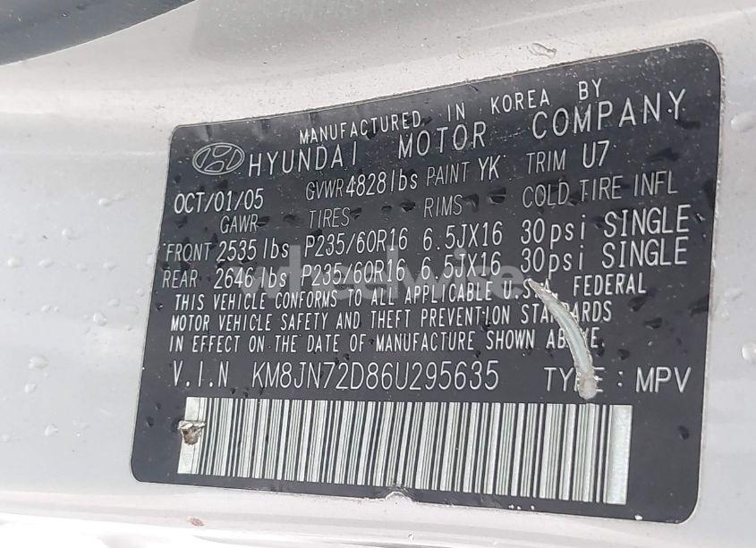 Photo 9 of 2006 Hyundai Tucson GLS/LIMITED (VIN KM8JN72D86U295635)