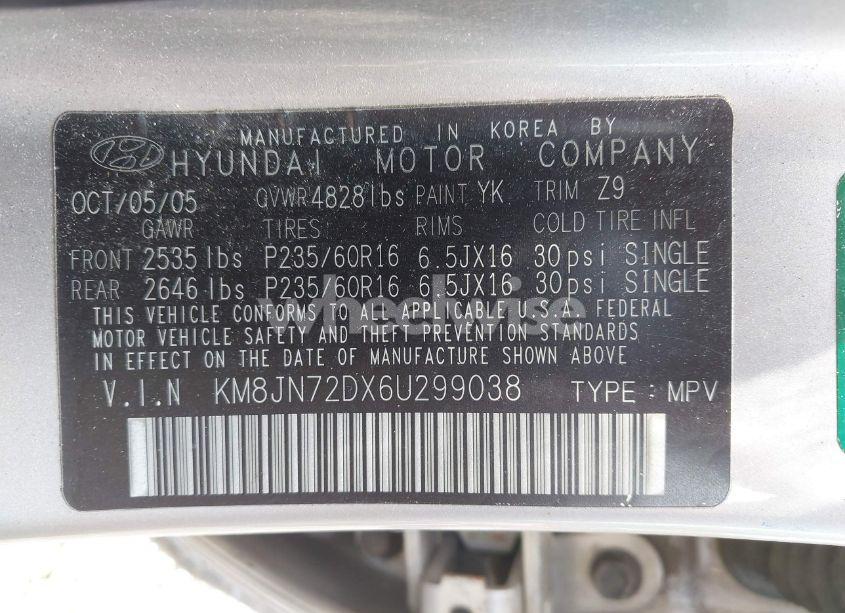 Photo 9 of 2006 Hyundai Tucson GLS/LIMITED (VIN KM8JN72DX6U299038)