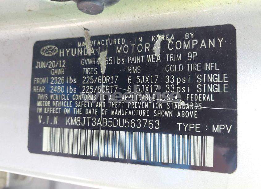 Photo 9 of 2013 Hyundai Tucson GL (VIN KM8JT3AB5DU563763)