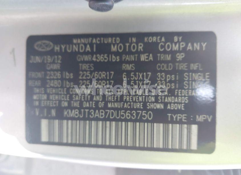 Photo 9 of 2013 Hyundai Tucson GL (VIN KM8JT3AB7DU563750)