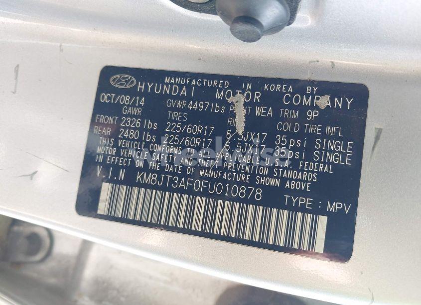 Photo 9 of 2015 Hyundai Tucson GLS (VIN KM8JT3AF0FU010878)