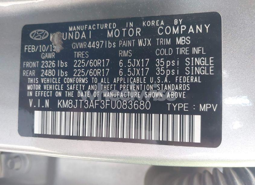 Photo 9 of 2015 Hyundai Tucson GLS (VIN KM8JT3AF3FU083680)