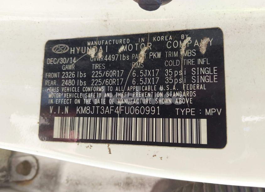 Photo 9 of 2015 Hyundai Tucson GLS (VIN KM8JT3AF4FU060991)