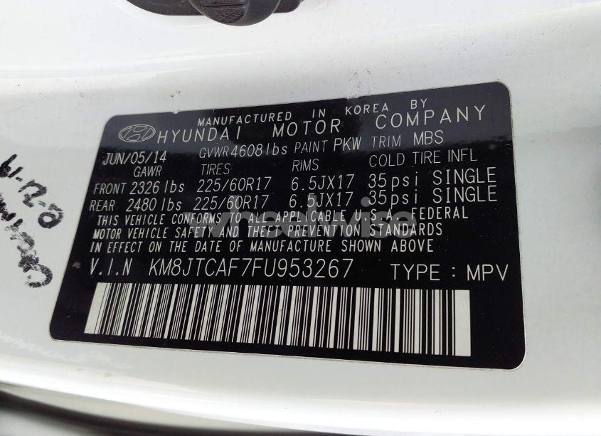 Photo 9 of 2015 Hyundai Tucson GLS (VIN KM8JTCAF7FU953267)