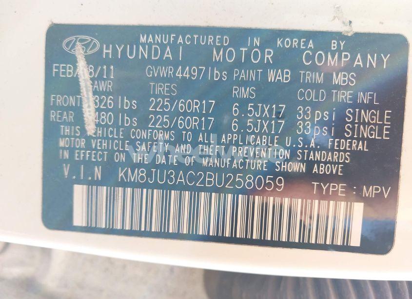 Photo 9 of 2011 Hyundai Tucson GLS (VIN KM8JU3AC2BU258059)