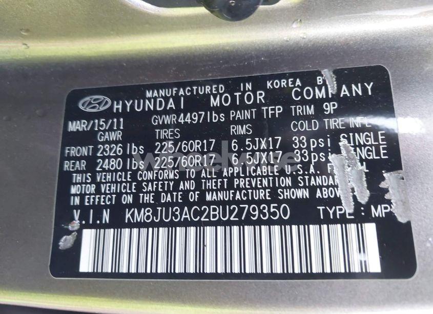 Photo 9 of 2011 Hyundai Tucson GLS (VIN KM8JU3AC2BU279350)