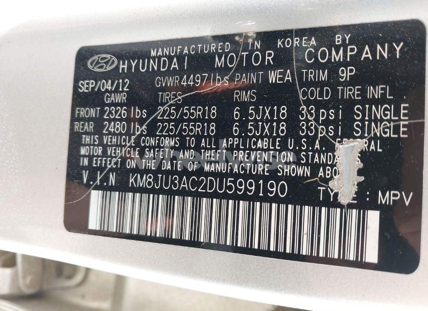 Photo 9 of 2013 Hyundai Tucson LIMITED (VIN KM8JU3AC2DU599190)