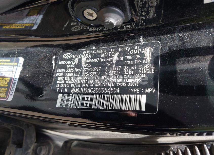 Photo 9 of 2013 Hyundai Tucson GLS (VIN KM8JU3AC2DU654804)