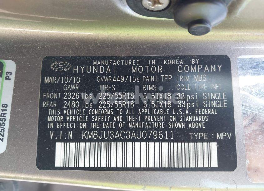 Photo 9 of 2010 Hyundai Tucson LIMITED (VIN KM8JU3AC3AU079611)