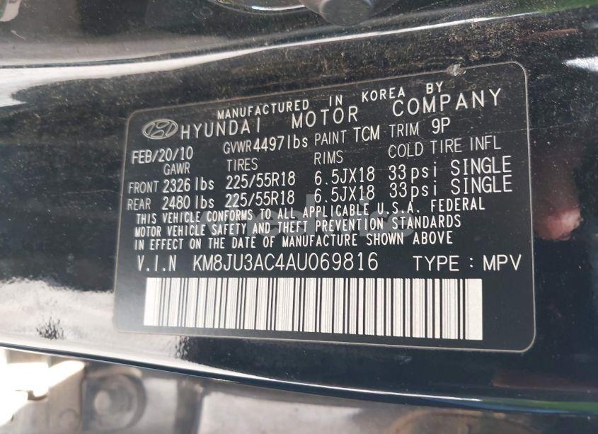 Photo 9 of 2010 Hyundai Tucson LIMITED (VIN KM8JU3AC4AU069816)