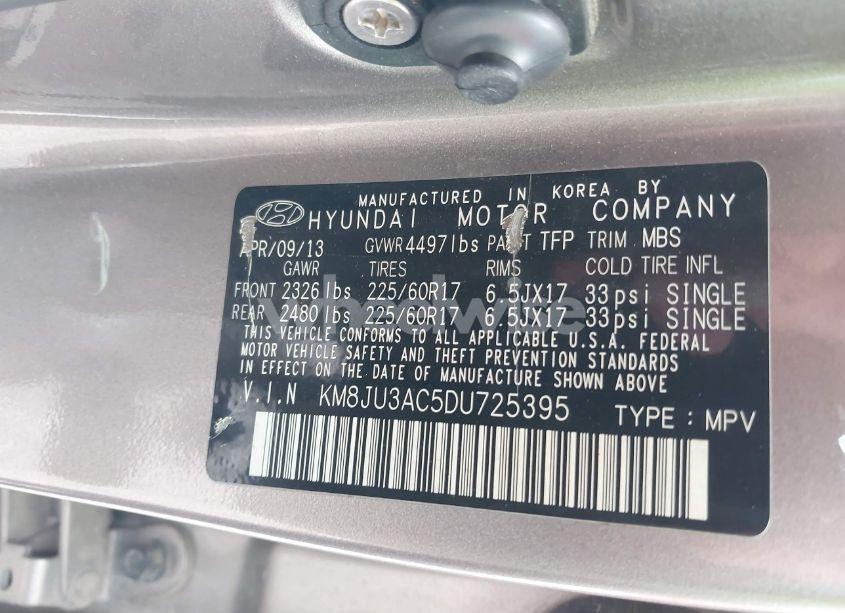 Photo 9 of 2013 Hyundai Tucson GLS (VIN KM8JU3AC5DU725395)